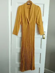 Shein Golden Pleated Maxi Dress Size S Very Good Condition. Measures 18 inches armpit to armpit, nape to hem is 56...