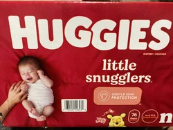 Baby Diapers Size Newborn (up to 10 lbs), 76ct, Huggies Little Snugglers.