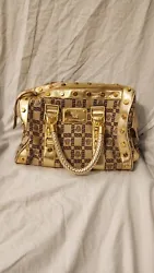 Gianni Versace Medusa Gold Handbag. Pre-owned. Has some wear on three of the studs (please look at the photo to see...