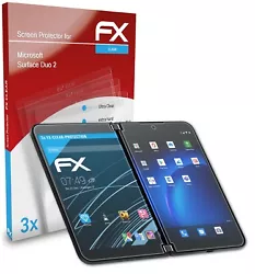 Ultra-transparent et à revêtement dur: atFoliX Set de 3 FX-Clear Protecteur décran pour Microsoft Surface Duo 2 -...