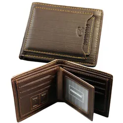 Style: Bifold. Material: Polyurethane leather. 6 Card Slots. 2 SIM Card Slots. Color: Brown.