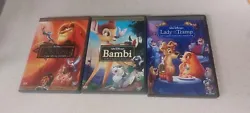 Walt Disney( Platinum Edition), the lion king, Bambi, lady and the tramp.