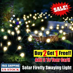 Solar Powered Firefly Lights 6 LED Starburst Swaying Lights Swaying When Wind Blows IP65 Waterproof Decorative Solar...