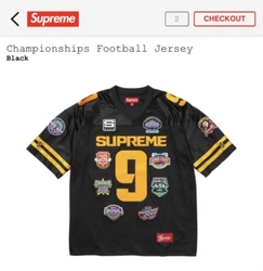 SUPREME® FW23 Size M CHAMPIONSHIPS FOOTBALL JERSEY EMBROIDERED LOGO BLACK. Condition is New with tags. Shipped with...
