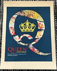 QUEEN Adam Lambert 2017 NASHVILLE Tour Gig Concert Poster SCREEN PRINT SIGNED AP.