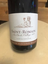 Excellent vin rouge AOP Bourgogne SAINT ROMAIN de 2017. Domaine MARTENOT- MALLARD.