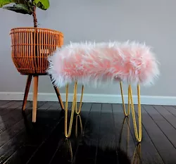 Pink Foot Stool / Ottoman. Great For Mothers Day Gift. Very Sturdy Gold Colored Metal Legs. Made From High Quality...