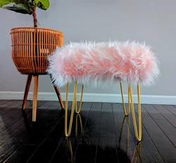 Pink Foot Stool / Ottoman. Great For Mothers Day Gift. Very Sturdy Gold Colored Metal Legs. Made From High Quality...