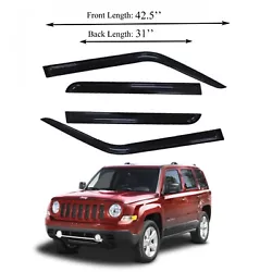 Fits for2007-2017 Jeep Patriot. Keep rain and wind out while windows are open. 4 PCs Tape-on window visors. Before...
