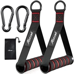 Workout handles for pulley machines. Lifting handles for pulley machines. Thick woven nylon webbing which proves more...