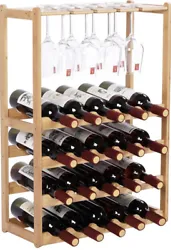 Keep your wine organized and close at hand with this beautiful 5-tier bamboo wine rack. With a capacity of 20 bottles,...