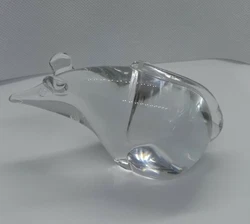 Mouse Rat Clear Crystal Glass Paperweight Signed. Bottom is smooth polished most likely from Italy.  Very nice