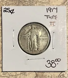 1917 Standing Liberty Quarter SLQ Type II (Type 2)  Minted in Philadelphia  Great details 90% silver Will combine...