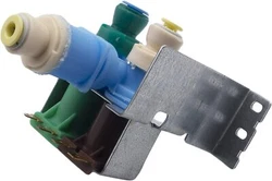 Refrigerator Water Inlet Vavle for Whirlpool part number W10179146. It has 3 water lines that attach to it, 1 inlet & 2...