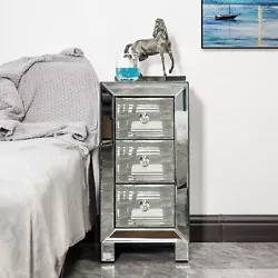 The stylish and functional mirrored nightstand or bed side table with 3 drawers can add sparkle to your bedroom, living...