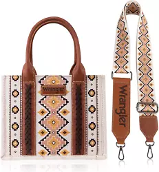 We designed an Aztec style around this tote bag. Guitar strap brings a unique and cool woman with your wrangler jeans....