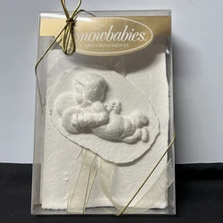 Department 56 Snowbabies Sculpted Paper CARD ORNAMENT BABY WITH CYMBALS in box. A5