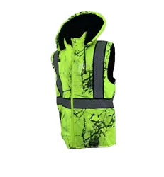 WATERPROOF REFLECTIVE VEST GREEN. Reflective tape for increased visibility.