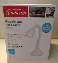 SUNBEAM FLEXIBLE NECK LED DESK LAMP ADJUSTABLE LIGHT ENERGY STAR WHITE. Condition is 