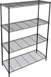 Black 4-Shelf Heavy Duty Storage Wire Shelving Unit for Restaurant Garage Pantry Kitchen Garage Rack (36L X 14W X 54H)....