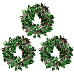Place Anywhere: Easily hang this green tinsel wreath on the front door, fireplace, mantle, wall, or Christmas tree.