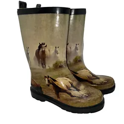 Smokey Mountain Boots Children’s Running Horse Rain Boots Kids Size 11. There is some wear on pull on tags on back of...