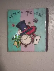 Hand Painted Alice In Wonderland Painting. Condition is New. Shipped with USPS Ground Advantage.