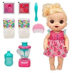 •TOY BLENDER REALLY WORKS – Baby’s ready for a treat! Pretend to make her a strawberry shake in a real working...