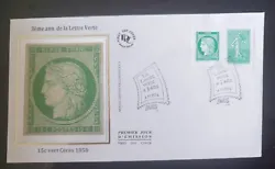 FDC soie - La lettre verte a 3 ans - 15c vert Cérès 1850 - oblit 6/11/14 Paris.  Référence PH 31