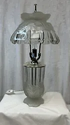 Vintage IMPERLUX West Germany Hand Cut 24% Lead Crystal Lamp With Roses & Vines. In really nice condition.  No...