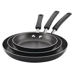 Oven safe to 350°F, the skillets are constructed from heavy-duty aluminum that heats quickly and evenly, reducing hot...