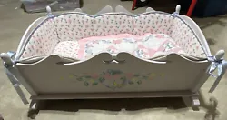 Ashton Drake Bello Bebe White Doll Rocking Cradle w/ Mattress and Bedding. This was used less than a handful of times....