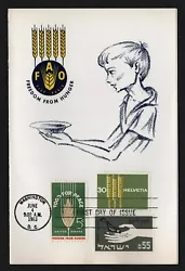 #1231 5c Food for Peace, issued in 1962. Presentation Card Format.