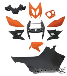 Jeu de carénages orange-noir/mat 10 pièces YAMAHA Aerox MBK Nitro.