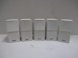 Set of 5 Bose Double Cube Jewel mini white Speakers. but working condition. what you see in the picture exactly what...