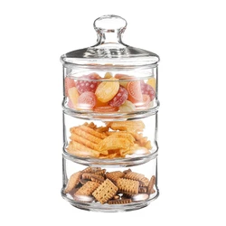 3-Layer elegantly designed hand blown glass Apothecary Jar. Made of non-toxic and lead-free boron glass.