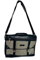 Pewter Basket Weave with Leather Accents. Ten-97Very good used condition. Item # X-B,999/321.