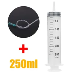Capacity: 250ml. Large capacity disposable syringe. 1 x Syringe. 1 x 1m Hose. Hose Length: approx. Convenient to use.