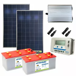 Kit chalet panneau solaire 560W convertisseur 1000W DC-AC 24V 220V batteries AGM 200h régulateur NVsolar. 1 Inverter...
