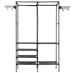 10 Tier 50 Pair Space Saving Storage Organizer Shoe Towers Rack Free Standing. Two hanging rods can hang coats,long...
