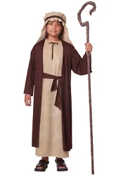 Robe with attached brown overcoat, Headpiece, Staff not included.