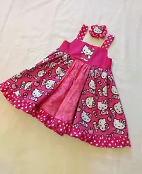 This adorable twirl dress features Hello Kitty on bodice and skirt. Back bodice has soft elastic to assure a perfect...