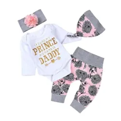 Design:The letter printing romper,flower print pants,matching headband and hat, cute suit which will make your kids...