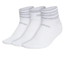 3 Pair Adidas Low Cut Socks, Womens Shoe Size 5-10, White / Gray, Gift L25 MP.