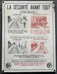 Belle plaque émaillée ancienne « La sécurité avant tout »SNCFBon état Dimensions : 53 x 40 cmVoir photosEnvoi...