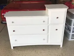 This is a white changing table that can also be a dresser. The changing table portion is 37x13.5 in while the full body...