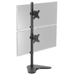 VIVO dual monitor vertical stand model STAND-V002L. Every joint is able to be tightened, so you can adjust exactly how...