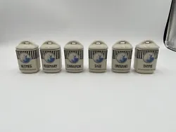 square Nest 2002 set of 6 ceramic jars/ Canisters w lids Windmill Blue white. Good condition No Chip or Crack. Have...