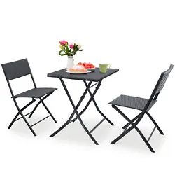 HIGH-QUALITY MATERIAL: Patio bistro set with high-quality PE wicker, which is anti-UV, waterproof, durable and even at...
