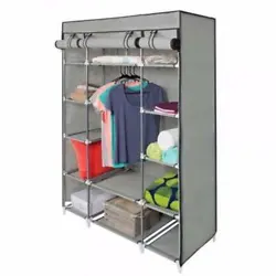 Designed With Hanging Rods Plus Shelves. 1 x Non-Woven Fabric Wardrobe. 1 x No Canvas Wardrobe. Adding More Space For...